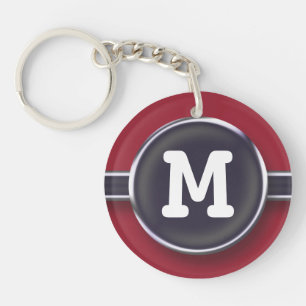 Monogram Typewriter Button Key Ring