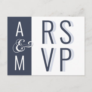 Monogram Typography Minimalist Wedding RSVP Postcard