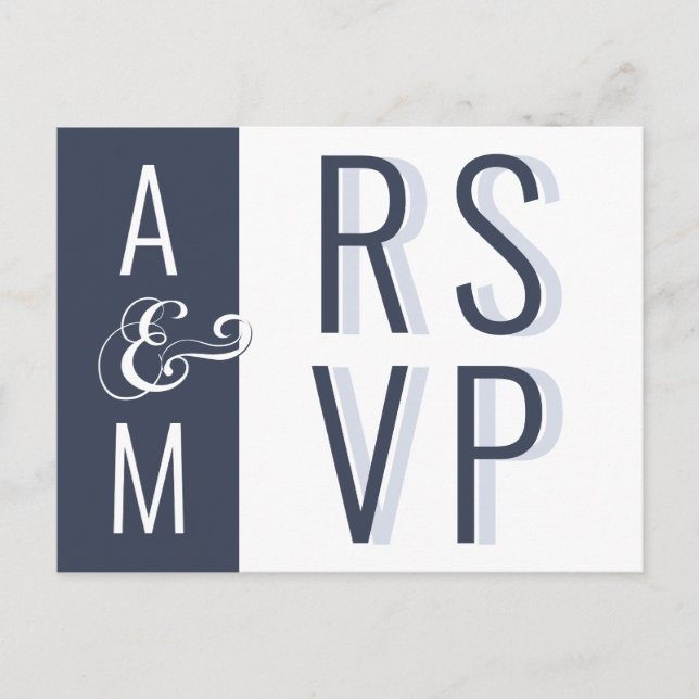 Monogram Typography Minimalist Wedding RSVP Postcard (Front)