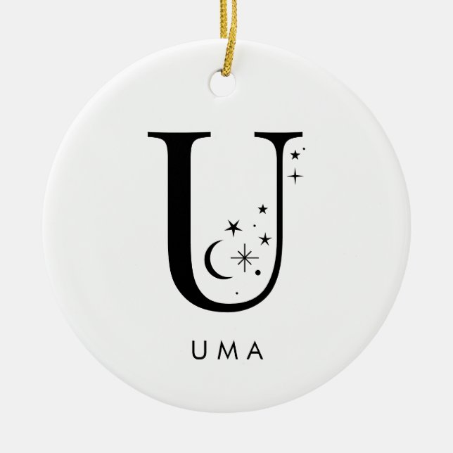 Monogram U Celestial Name  Ceramic Ornament (Front)