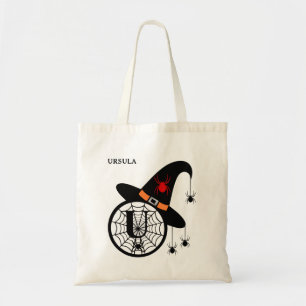 Monogram U Halloween Witch Spiders Your Name Tote Bag
