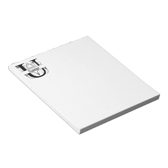 Monogram U Initial Stationary Desk Notepad (Angled)