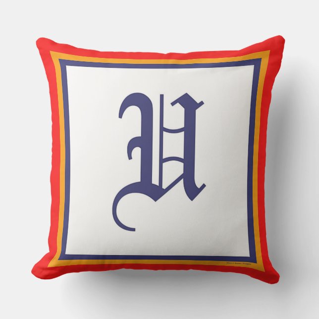 Monogram U Red White Old English Cushion (Front)