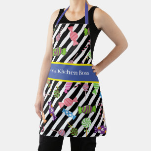 Monogram unique candy pattern Vibrant colours Blue Apron