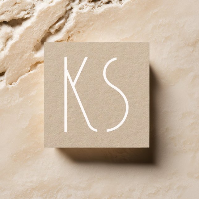 Monogram Unique Minimal Typography White Initials Square Business Card (Creator Uploaded)