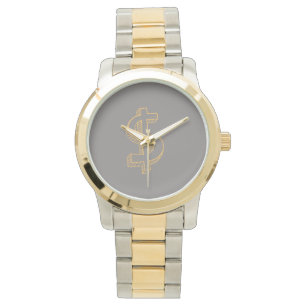 Monogram Unisex Dollar Sign Oversized Two Tone Watch