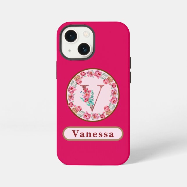 Monogram V Floral Custom iPhone Case (Back)