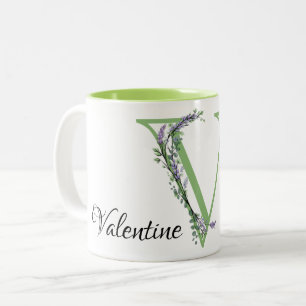 Monogram V Lavender Eucalyptus Two-Tone Coffee Mug