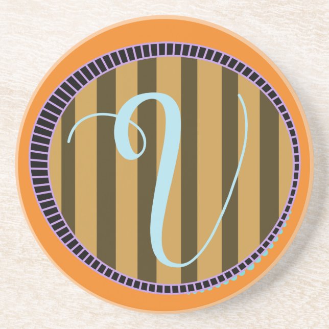 Monogram V Sandstone Coaster (Front)