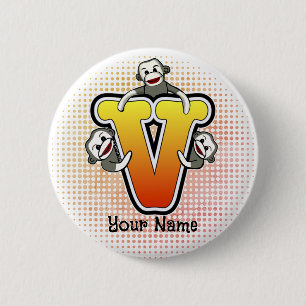 Monogram V Sock Monkey 6 Cm Round Badge