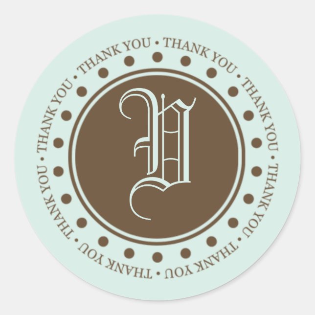 Monogram V Thank You Labels For Wedding Favours (Front)
