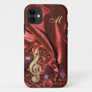 Monogram Velvet with Gold Music Clef iPhone 5 Case