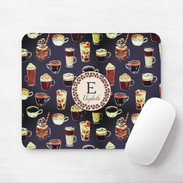 Monogram Venti Coffee Lover Fall Dark Purple Mouse Pad (With Mouse)