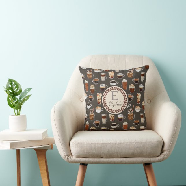 Monogram Venti Coffee Lover Fall Throw Pillow (Chair)