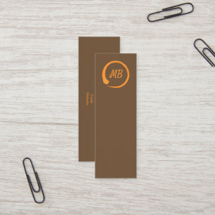 Monogram vertical zen businesscards in orange mini business card