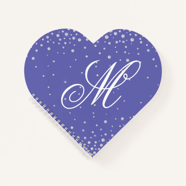 Monogram Very Peri Purple Diamonds Personalised Notebook (Front)