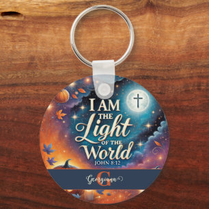 Monogram Vibrant Christian Halloween Bible Verse Key Ring