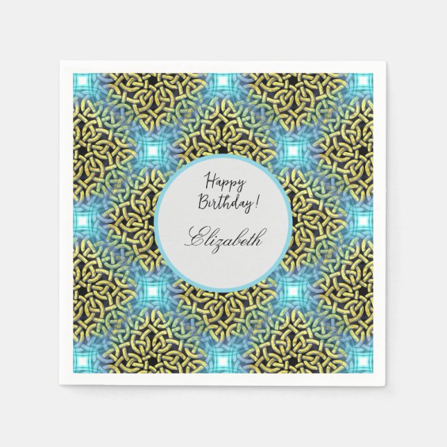 Monogram Victorian Golden Elegant Lace Effect Napkin (Front)