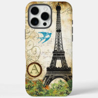 Monogram Vintage Bird Eiffel Tower