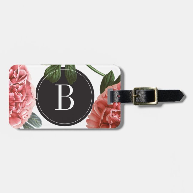 Monogram Vintage Botanical Print | Luggage Tag (Front Horizontal)