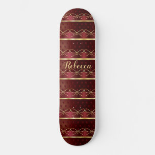 Monogram Vintage Burgundy Colour Decor Luxury Gold Skateboard