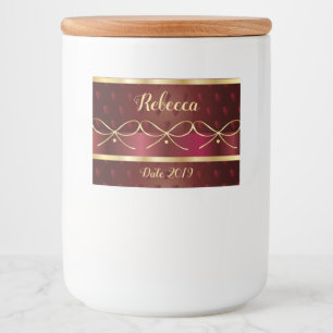 Monogram Vintage Burgundy Colour Luxury Gold Decor Food Label