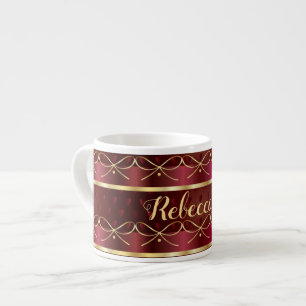 Monogram Vintage Burgundy Colour Luxury Pattern Espresso Cup