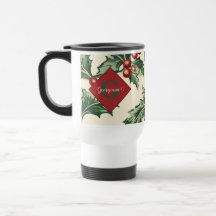 Monogram Vintage Christmas Holly & Berries Pattern