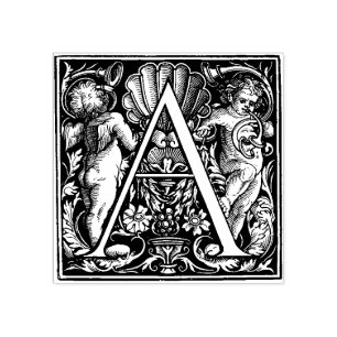 Monogram Vintage decorative  Letter A Rubber Stamp