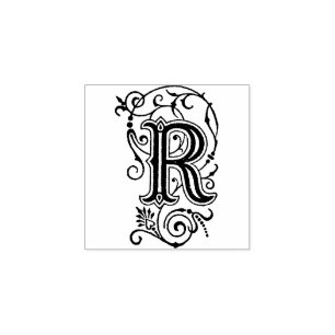 Monogram Vintage decorative Letter R Rubber Stamp