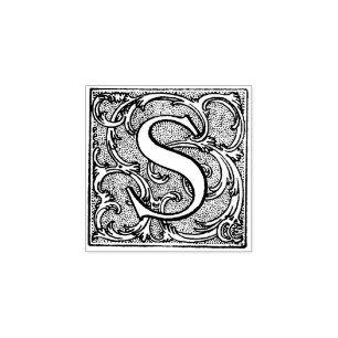 Monogram Vintage decorative Letter S Rubber Stamp