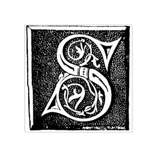 Monogram Vintage decorative Letter S Rubber Stamp