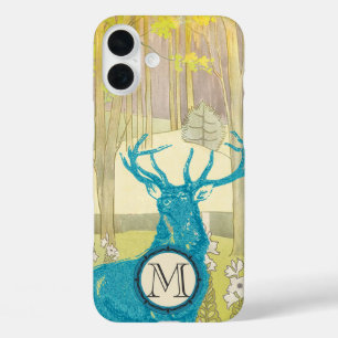 Monogram Vintage Deer Art Nouveau Forest iPhone 16 Plus Case
