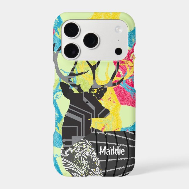 Monogram Vintage Deer Art Nouveau Forest iphone (Back)