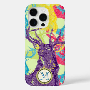 Monogram Vintage Deer Art Nouveau Forest iphone iPhone 16 Pro Case