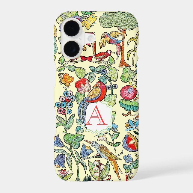 Monogram Vintage Faux Embroidered Pattern iphone (Back)