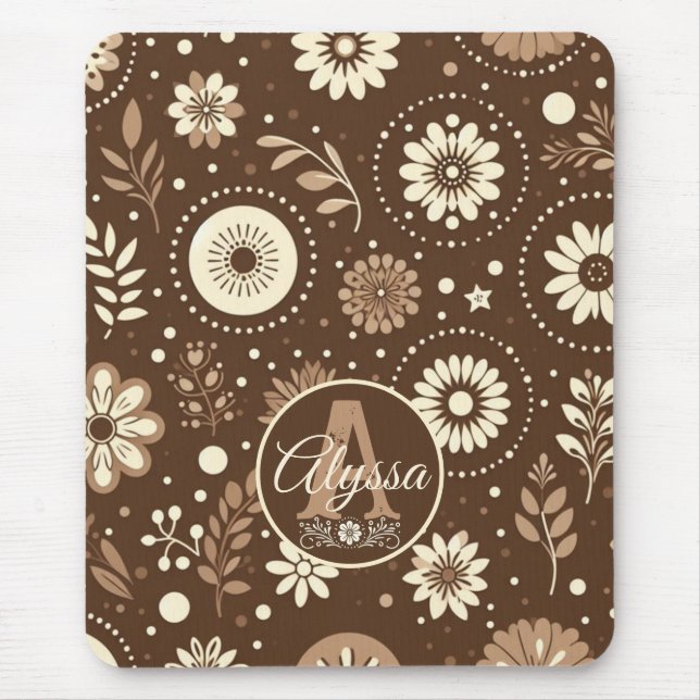 Monogram Vintage Floral Harmony Mouse Pad (Front)