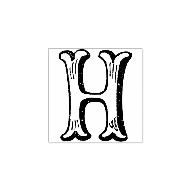 Monogram Vintage   initial Letter H Rubber Stamp (Imprint)