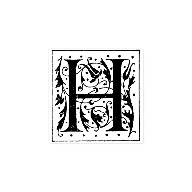 Monogram Vintage   initial Letter H Rubber Stamp (Imprint)