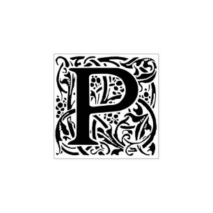 Monogram Vintage   initial Letter P Rubber Stamp