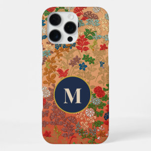 Monogram Vintage Japanese Floral Art Cute Female iPhone 16 Pro Max Case