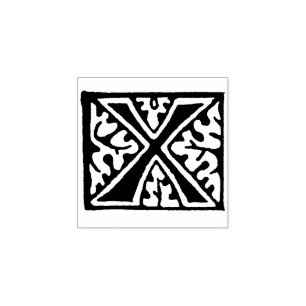 Monogram Vintage Letter X Rubber Stamp