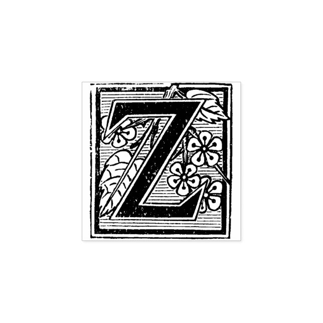 Monogram Vintage  Letter Z Rubber Stamp (Imprint)