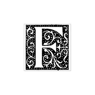 Monogram Vintage Ornate initial Letter F Rubber Stamp