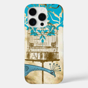 Monogram Vintage Peacock Birdcage Damask iPhone 5 iPhone 16 Pro Case