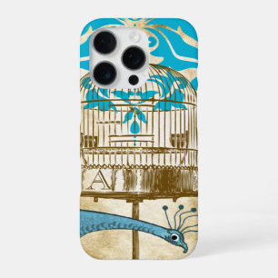 Monogram Vintage Peacock Birdcage Damask iPhone 16 Pro Case