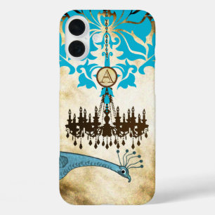 Monogram Vintage Peacock Chandelier Damask iPhone 16 Plus Case