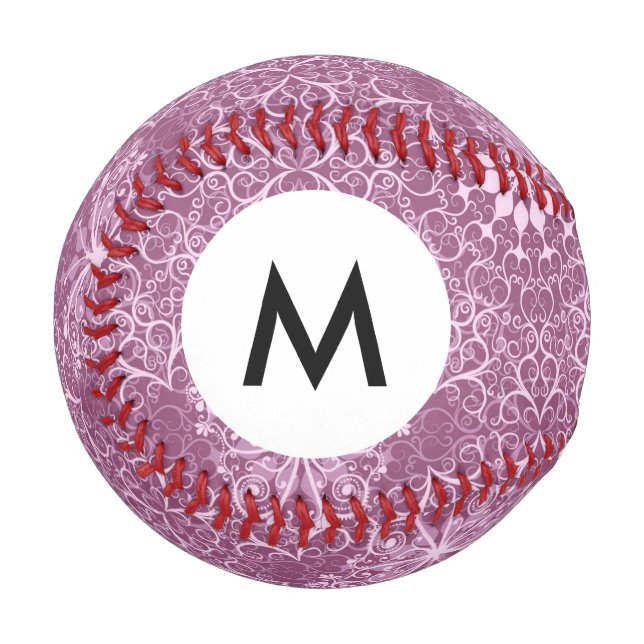 Monogram Vintage Pink Pattern Baseball (Front Left)