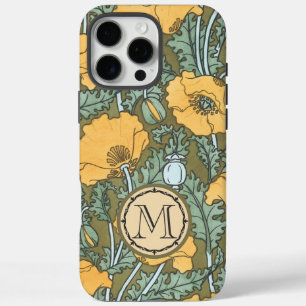 Monogram Vintage Poppy Flower Pattern iphone iPhone 16 Pro Max Case