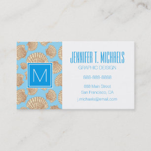 Monogram Vintage Style Seashell Pattern Business Card